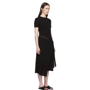 ROSETTA GETTY Black Micro Rib Apron Wrap T-Shirt Dress, Size XL